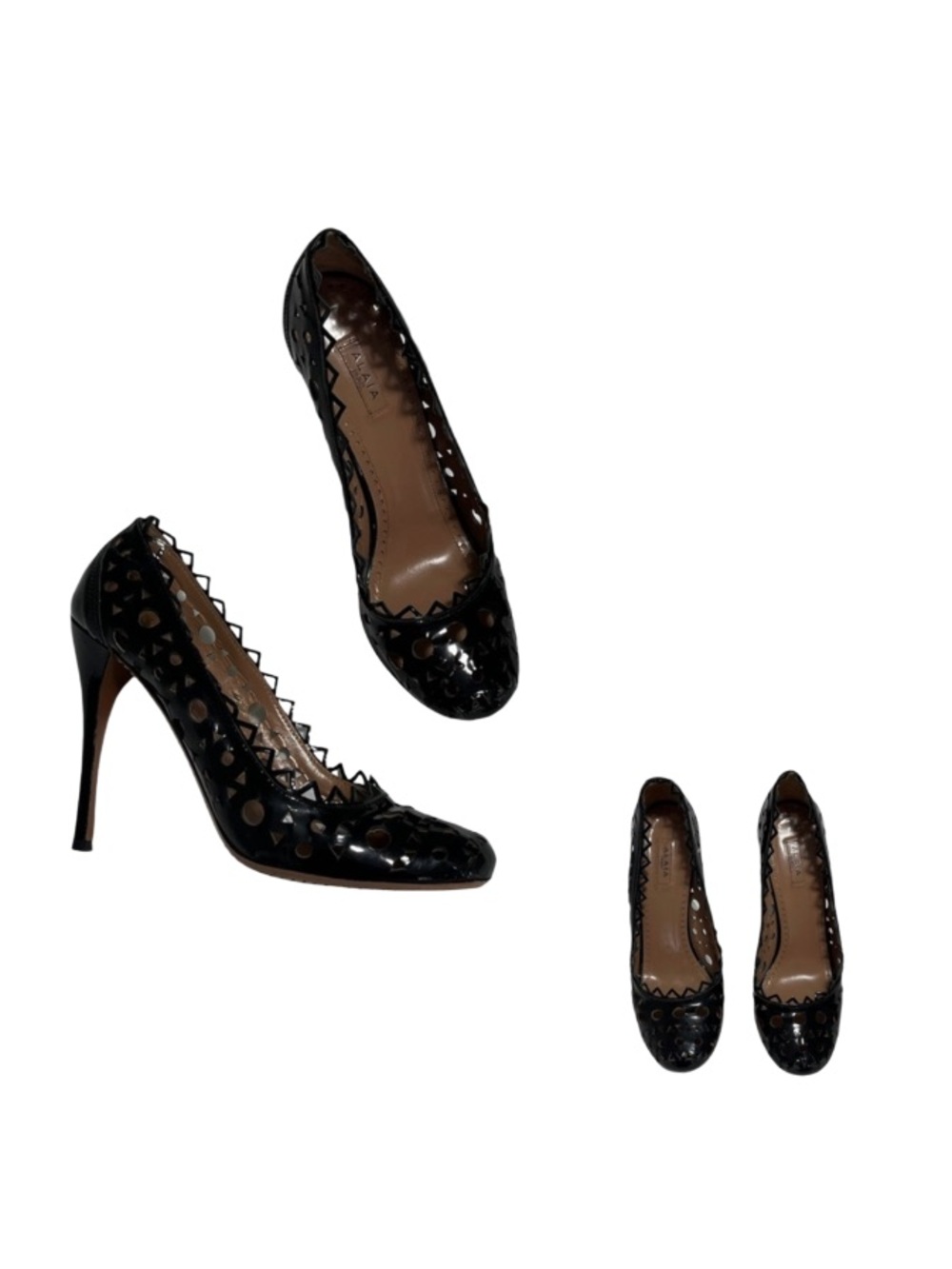 Alaia Black Patent Leather Perforated Heels